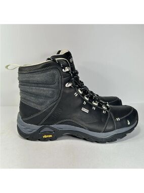 Ahnu Montara Black Leather Waterproof Hiking Boot Vibram Sole Women 7.5 /38.5 EU